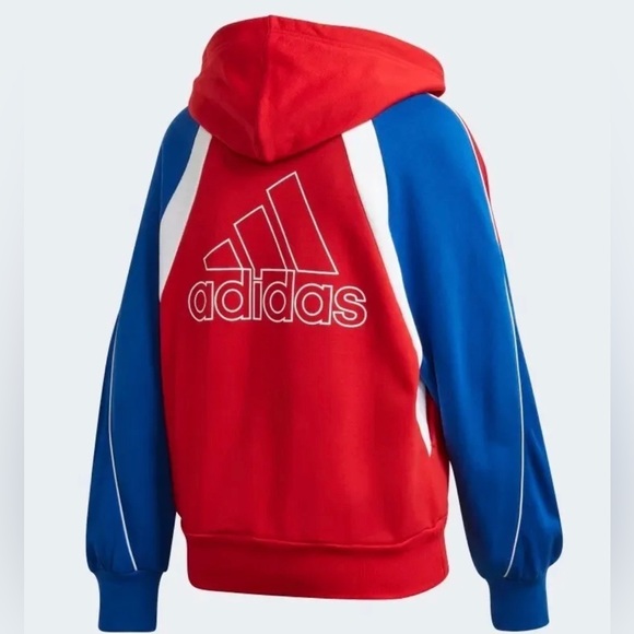 Adidas Women Colorblock Full-Zip Track Hoodie FS2455 Red White Blue Size XL - Picture 3 of 10